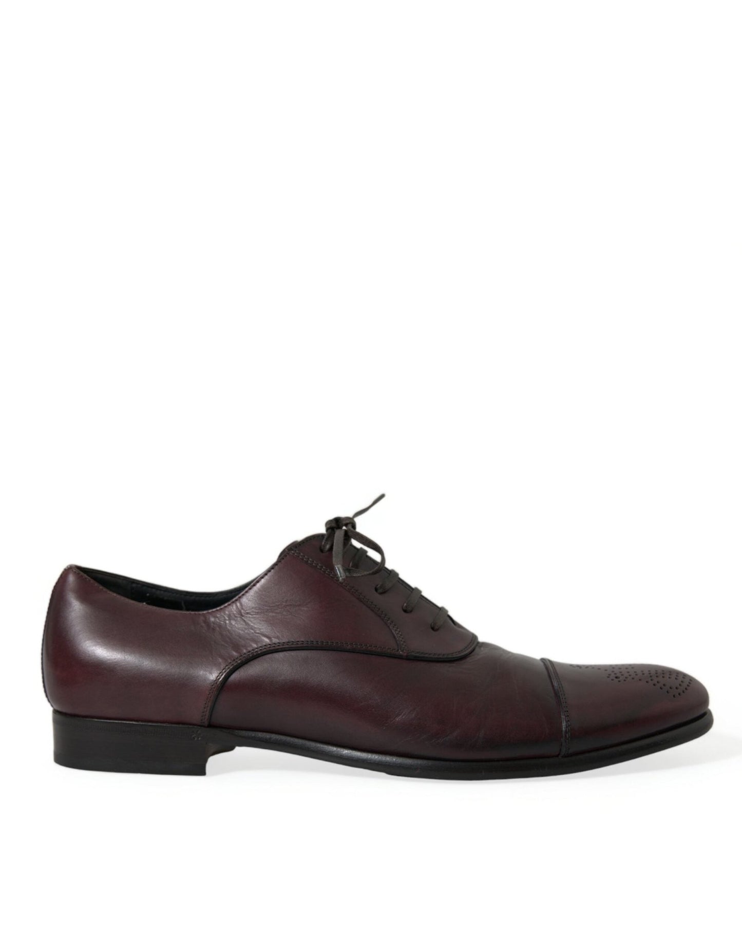 Dolce & Gabbana Bordeaux Leather Men Formal Derby Dress Shoes - SMARTMARTNZ