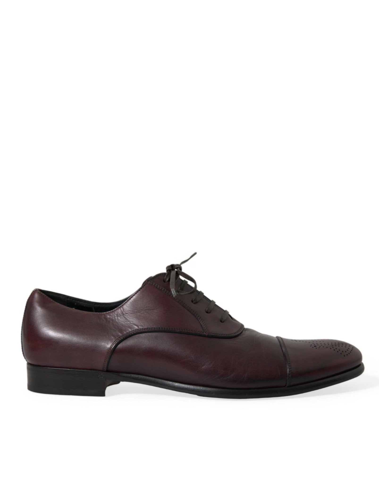 Dolce & Gabbana Bordeaux Leather Men Formal Derby Dress Shoes - SMARTMARTNZ