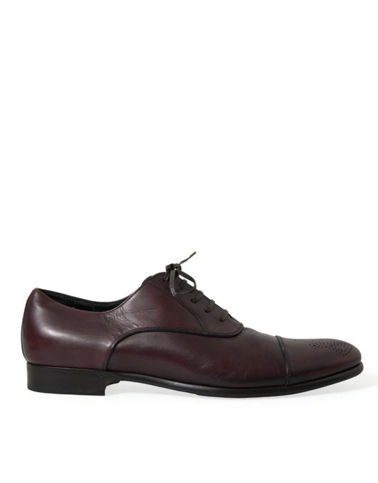 Dolce & Gabbana Bordeaux Leather Men Formal Derby Dress Shoes - SMARTMARTNZ
