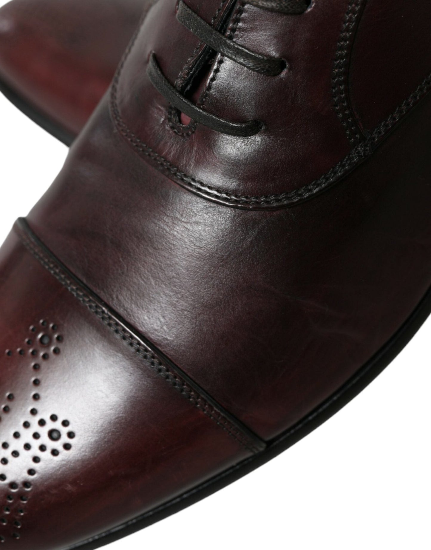 Dolce & Gabbana Bordeaux Leather Men Formal Derby Dress Shoes - SMARTMARTNZ