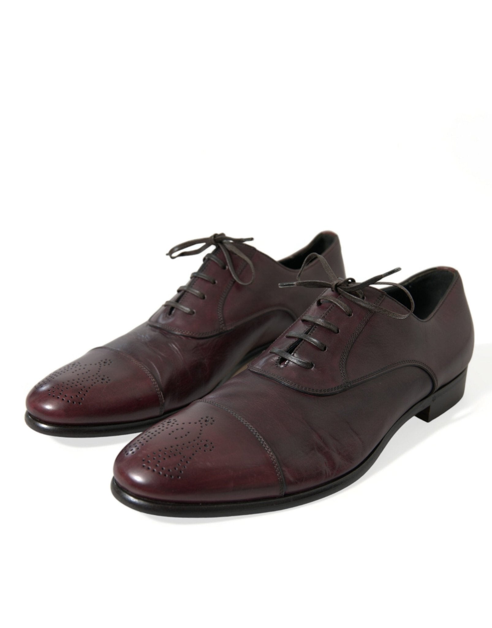 Dolce & Gabbana Bordeaux Leather Men Formal Derby Dress Shoes - SMARTMARTNZ