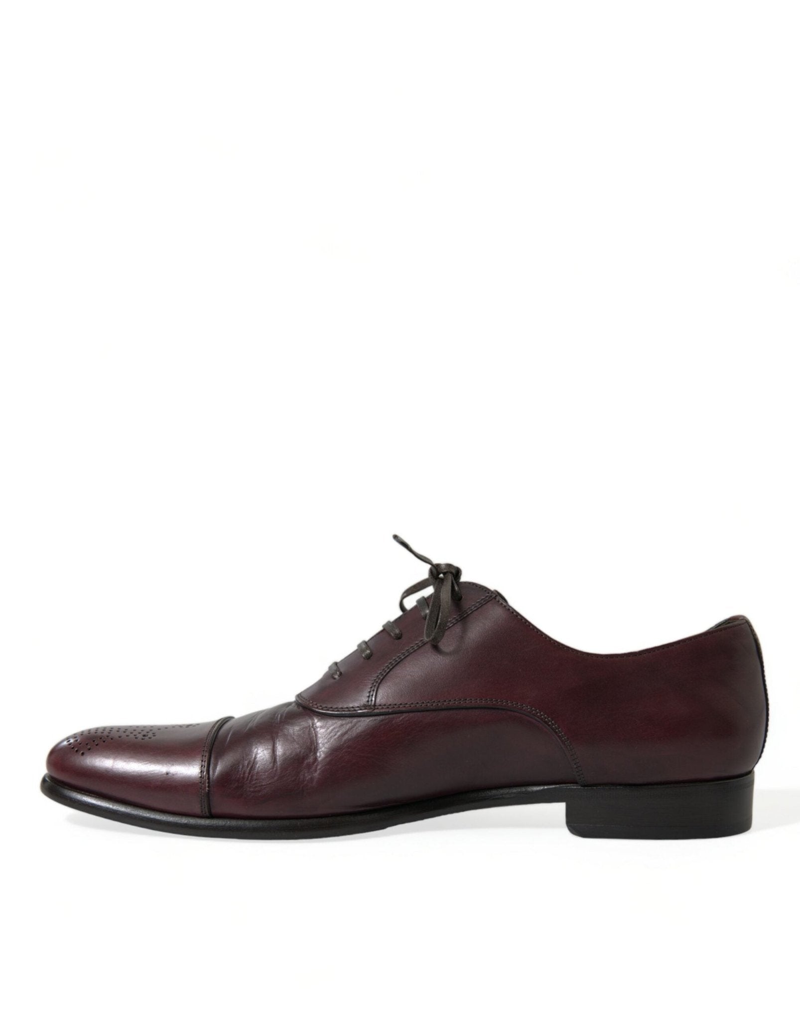 Dolce & Gabbana Bordeaux Leather Men Formal Derby Dress Shoes - SMARTMARTNZ
