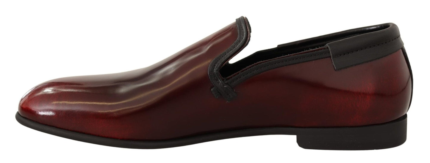 Dolce & Gabbana Bordeaux Patent Leather Dress Loafers Shoes - SMARTMARTNZ