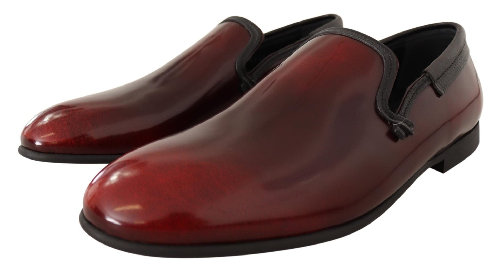 Dolce & Gabbana Bordeaux Patent Leather Dress Loafers Shoes - SMARTMARTNZ