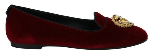 Dolce & Gabbana Bordeaux Velvet Slip - On Loafers Flats Shoes - SMARTMARTNZ