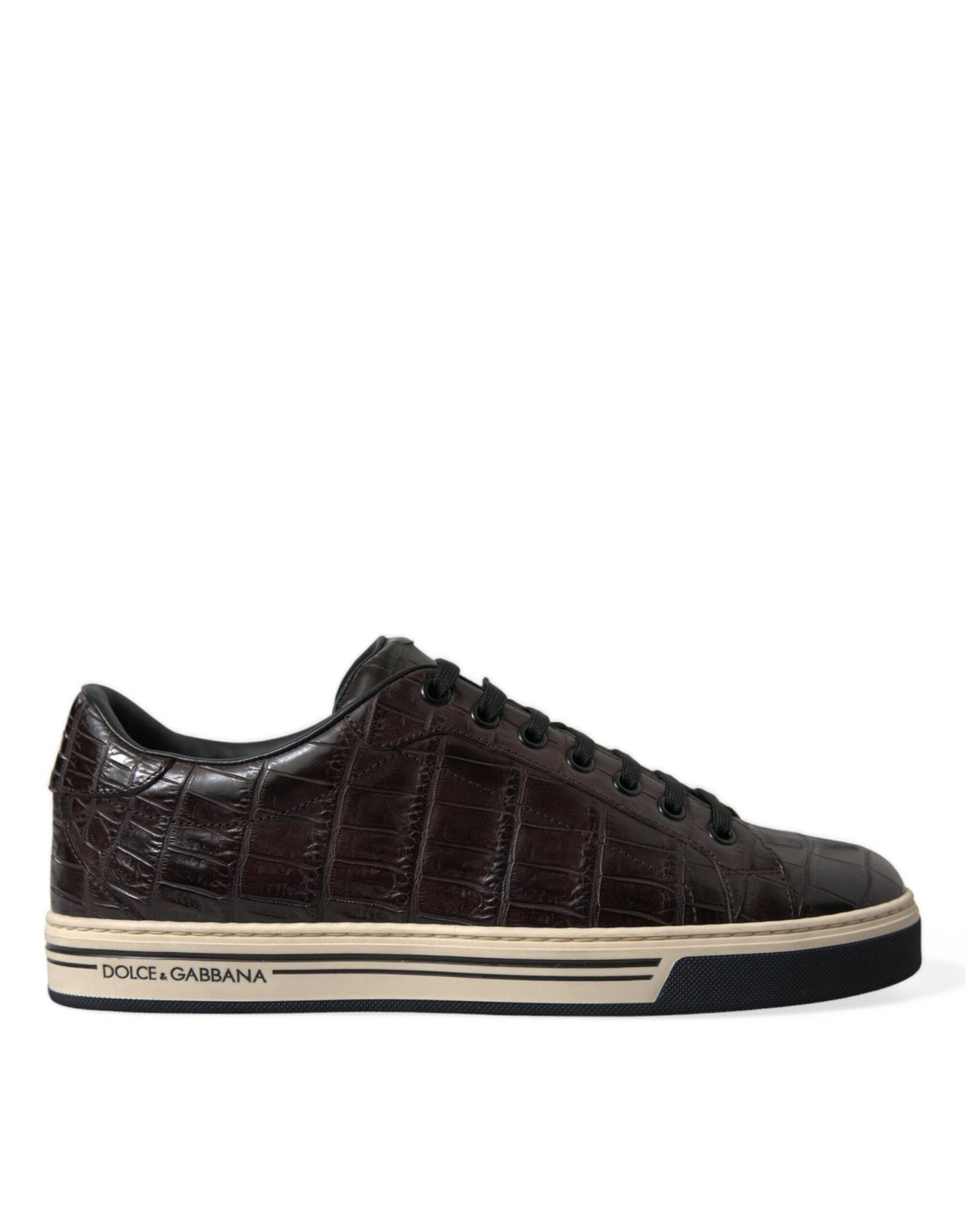 Dolce & Gabbana Brown Croc Exotic Leather Men Casual Sneakers Shoes - SMARTMARTNZ