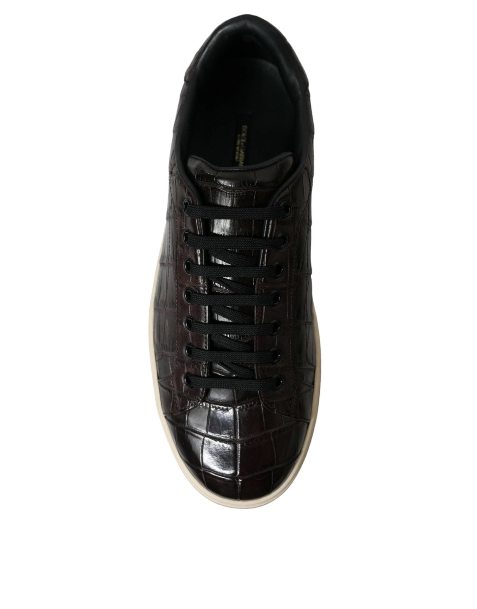 Dolce & Gabbana Brown Croc Exotic Leather Men Casual Sneakers Shoes - SMARTMARTNZ