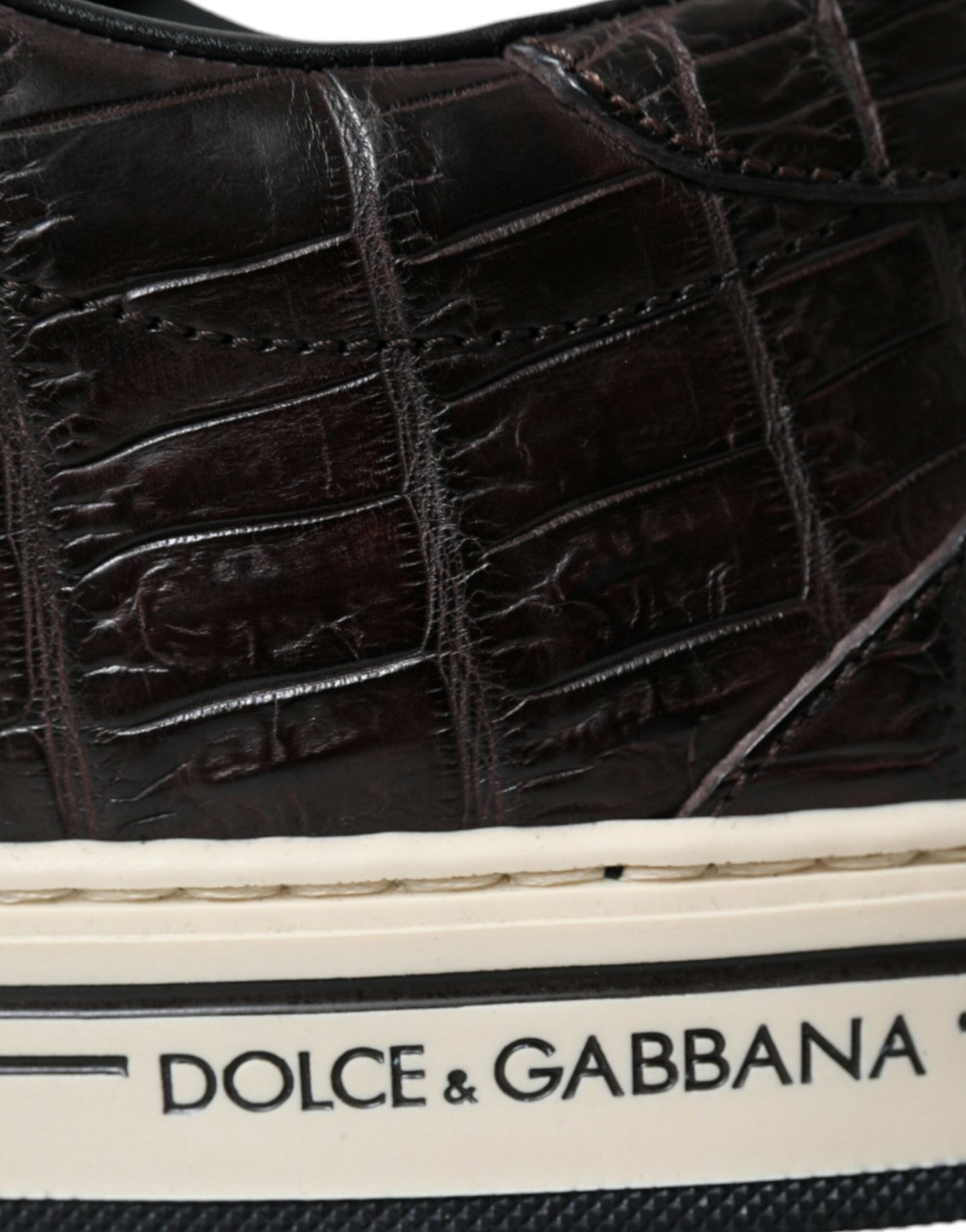 Dolce & Gabbana Brown Croc Exotic Leather Men Casual Sneakers Shoes - SMARTMARTNZ
