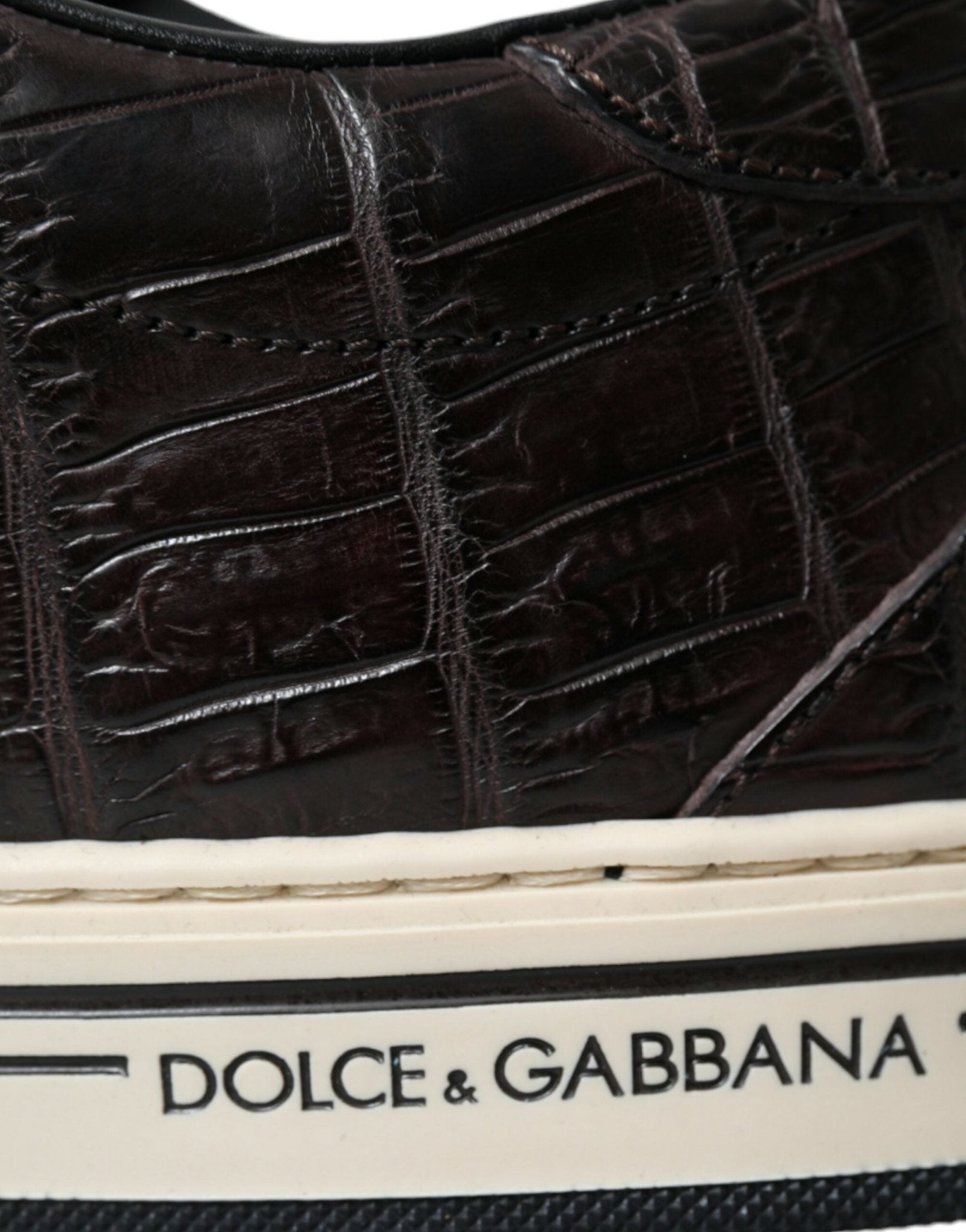 Dolce & Gabbana Brown Croc Exotic Leather Men Casual Sneakers Shoes - SMARTMARTNZ