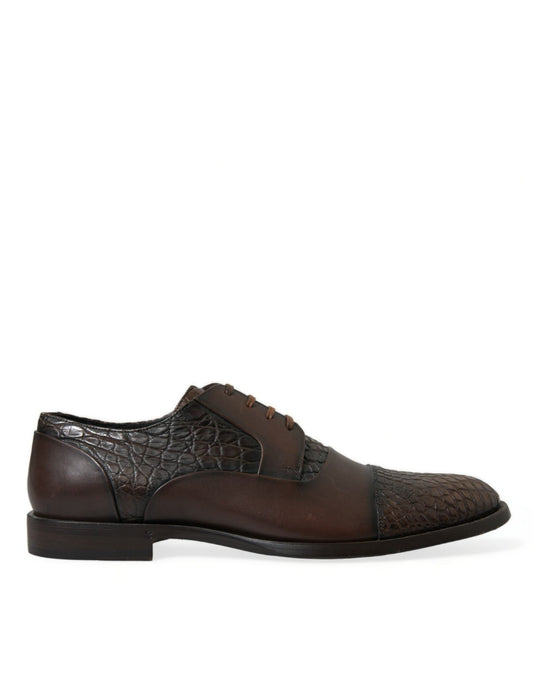 Dolce & Gabbana Brown Exotic Leather Lace Up Oxford Dress Shoes - SMARTMARTNZ