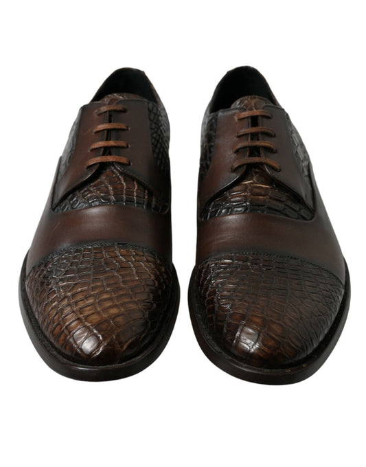 Dolce & Gabbana Brown Exotic Leather Lace Up Oxford Dress Shoes - SMARTMARTNZ