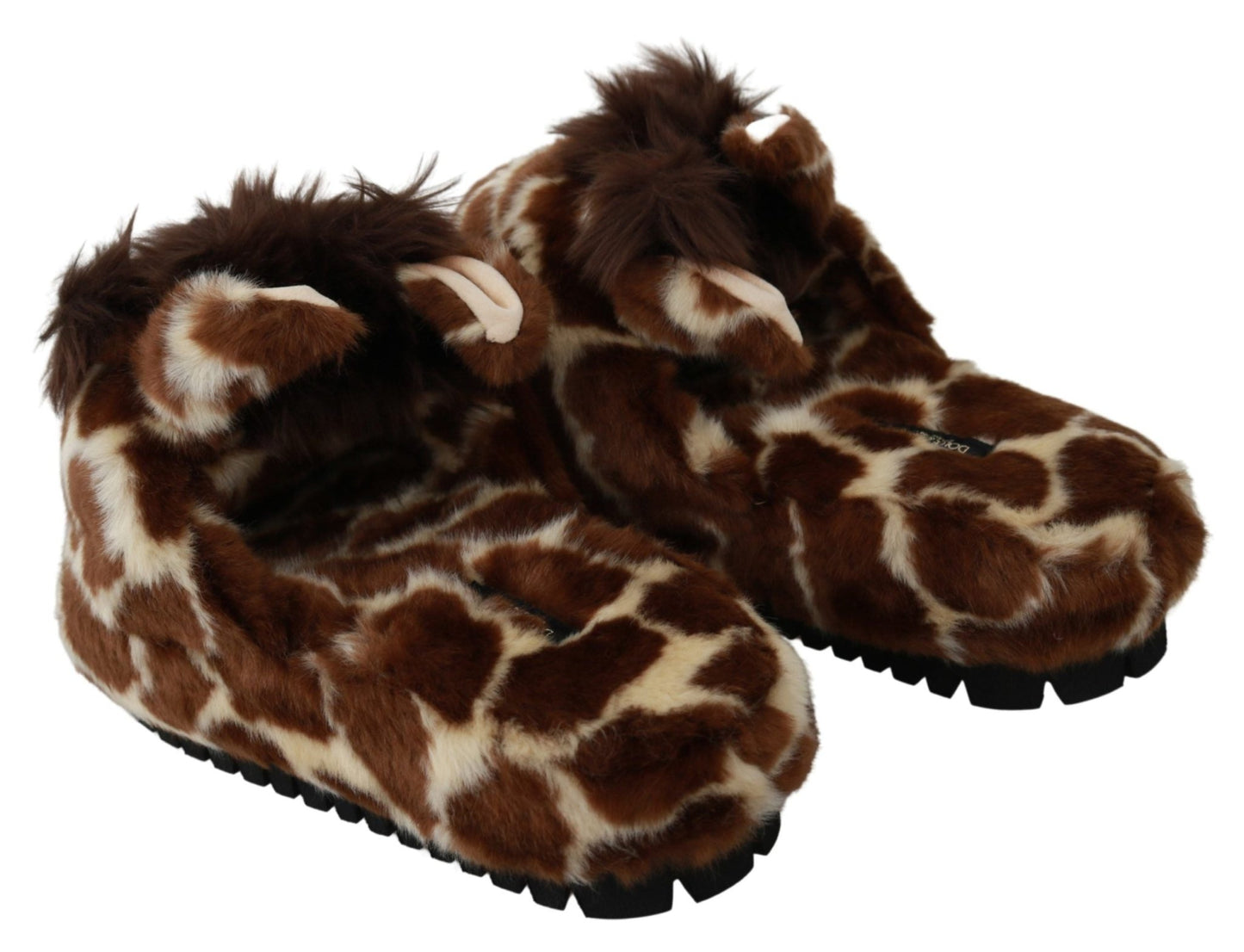 Dolce & Gabbana Brown Giraffe Slippers Flats Sandals Shoes - SMARTMARTNZ