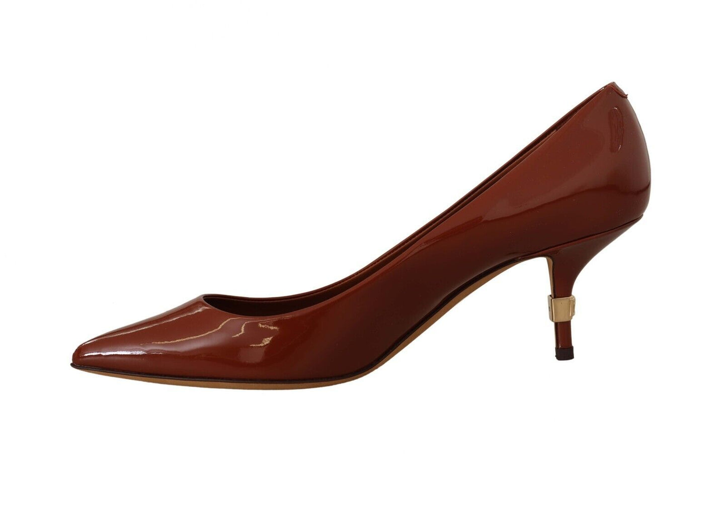 Dolce & Gabbana Brown Kitten Heels Pumps Patent Leather Shoes - SMARTMARTNZ