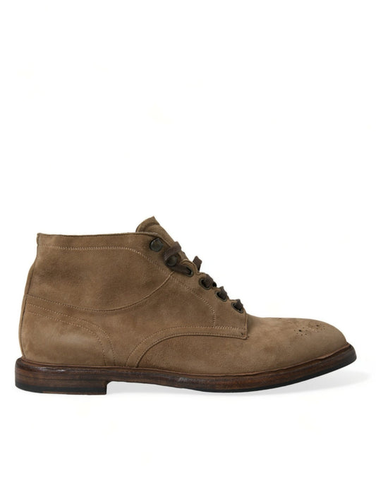 Dolce & Gabbana Brown Leather Lace Up Ankle Boots Shoes - SMARTMARTNZ