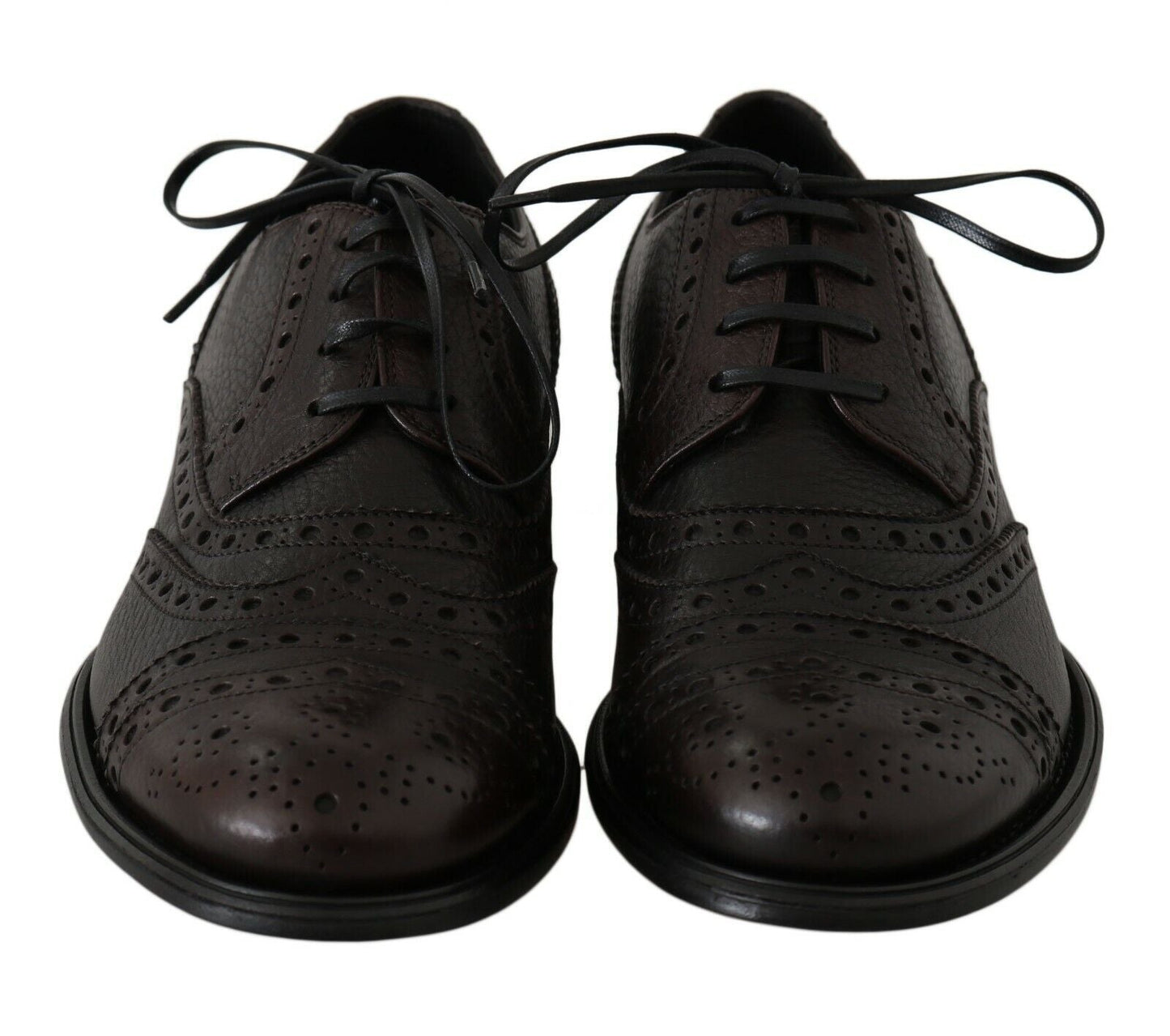 Dolce & Gabbana Brown Leather Wingtip Derby Formal Shoes - SMARTMARTNZ