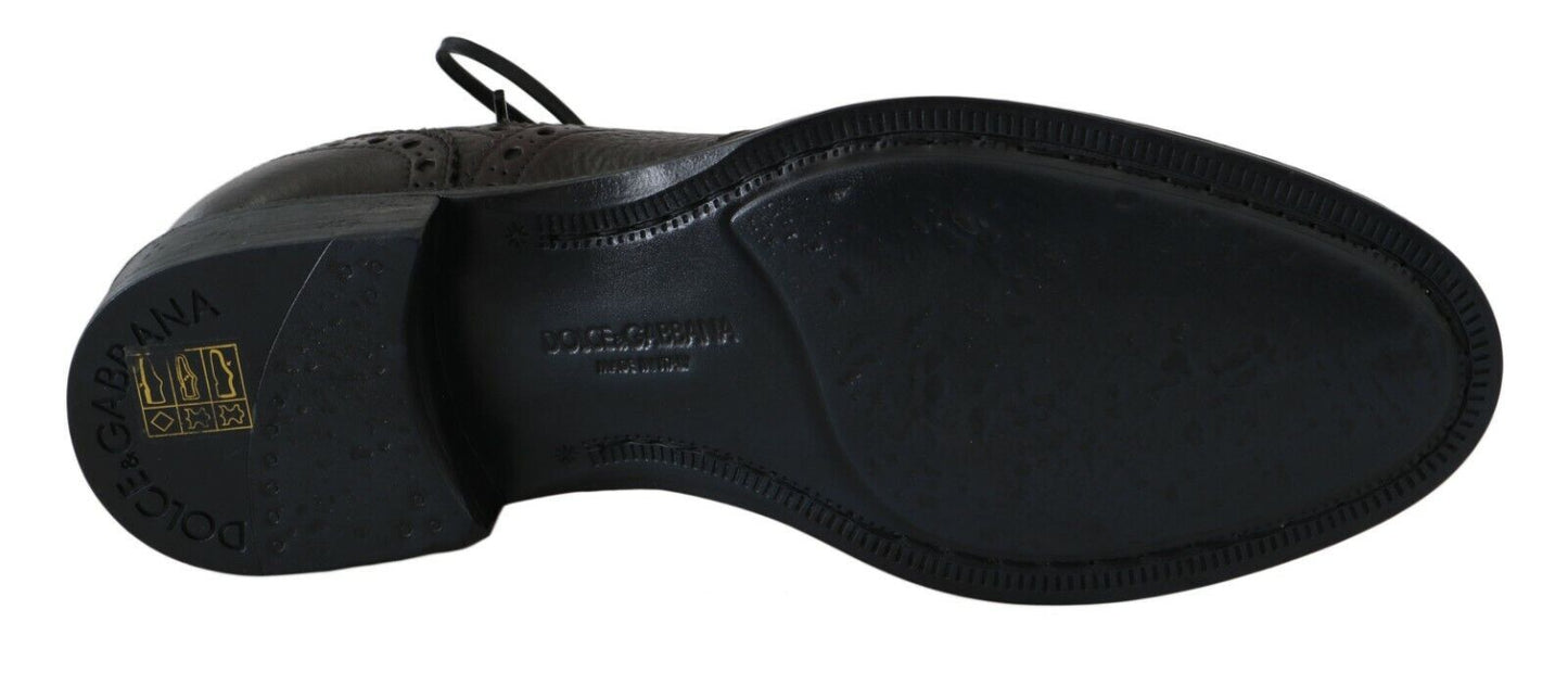 Dolce & Gabbana Brown Leather Wingtip Derby Formal Shoes - SMARTMARTNZ