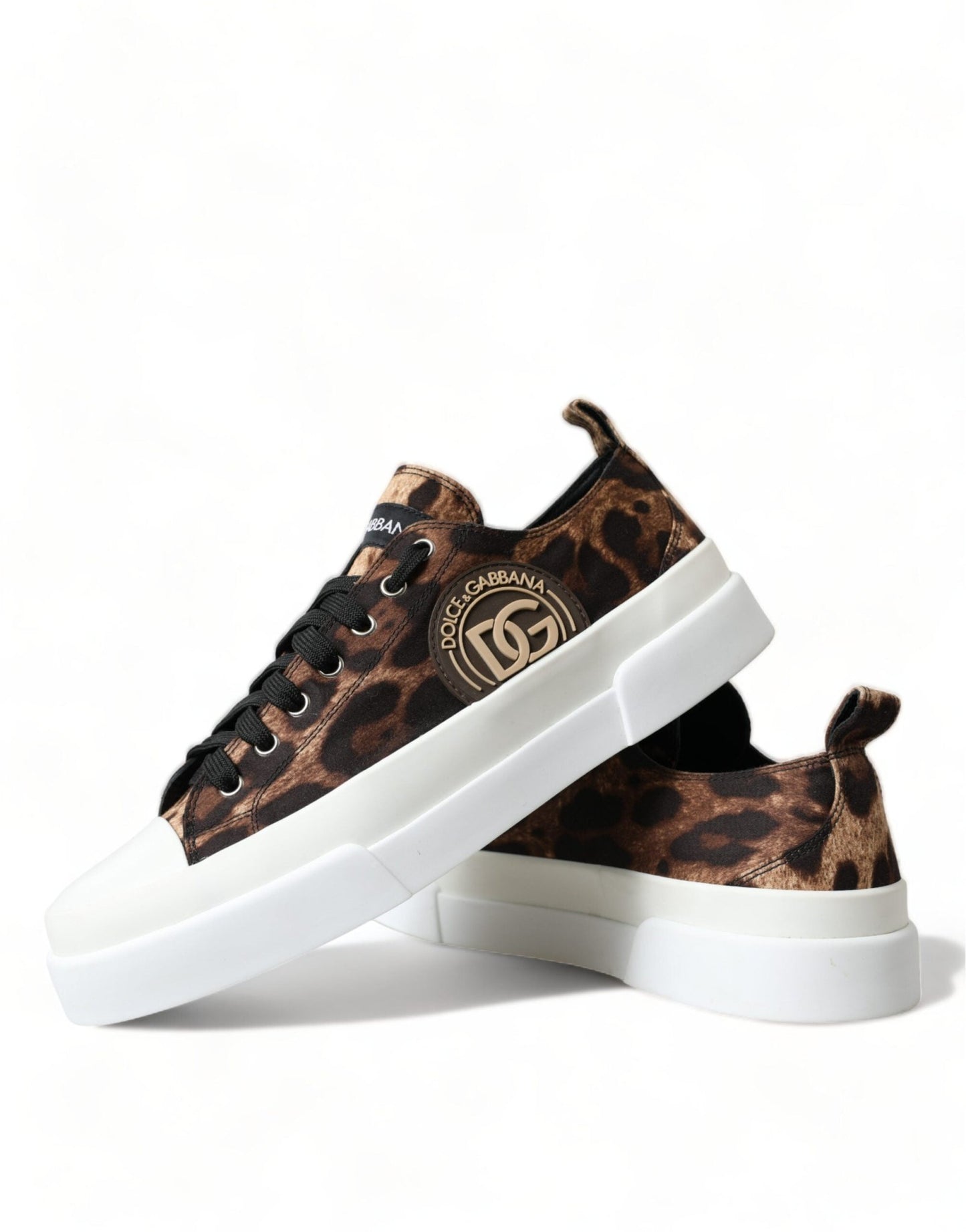 Dolce & Gabbana Brown Leopard Canvas Sneakers Shoes - SMARTMARTNZ