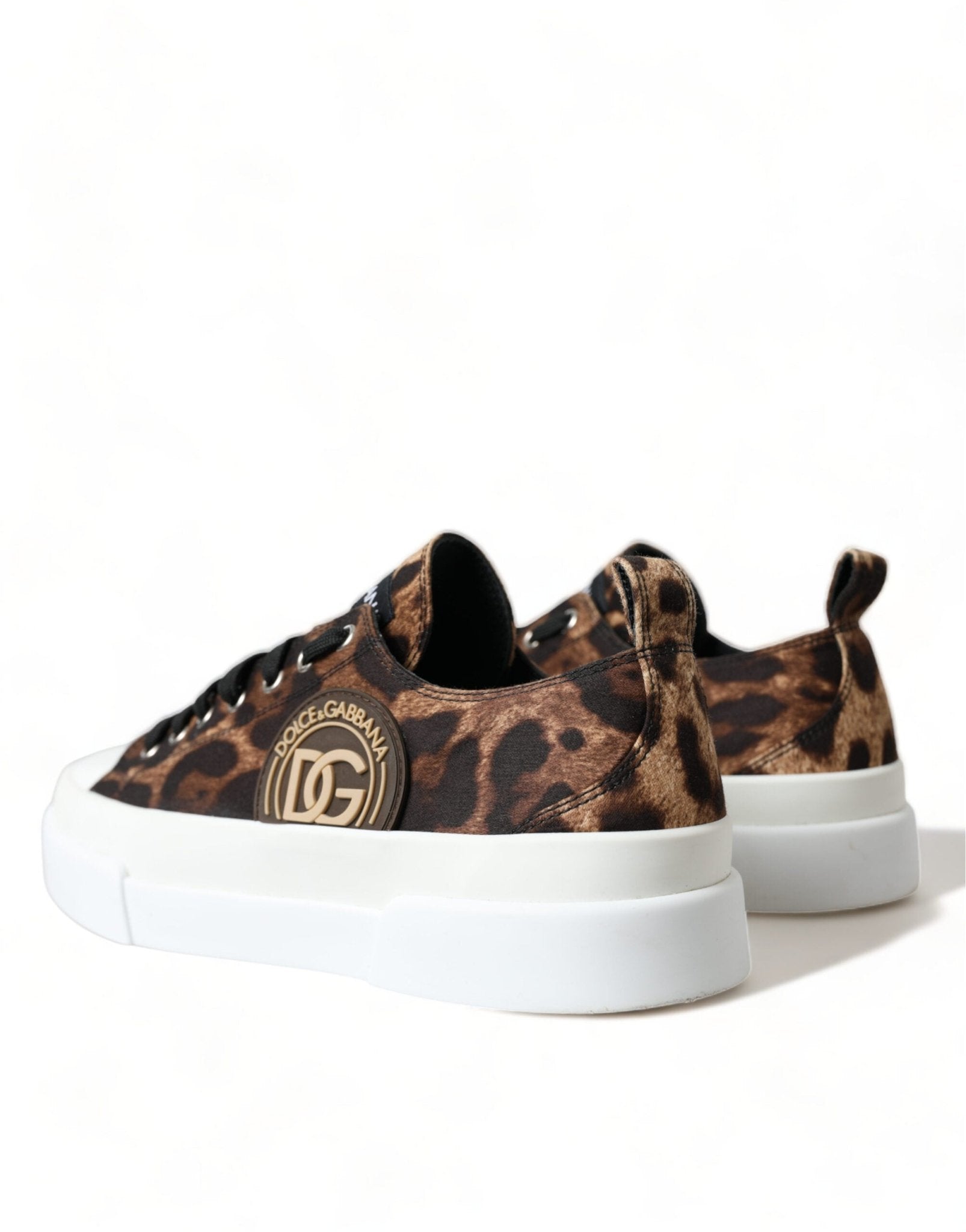 Dolce & Gabbana Brown Leopard Canvas Sneakers Shoes - SMARTMARTNZ