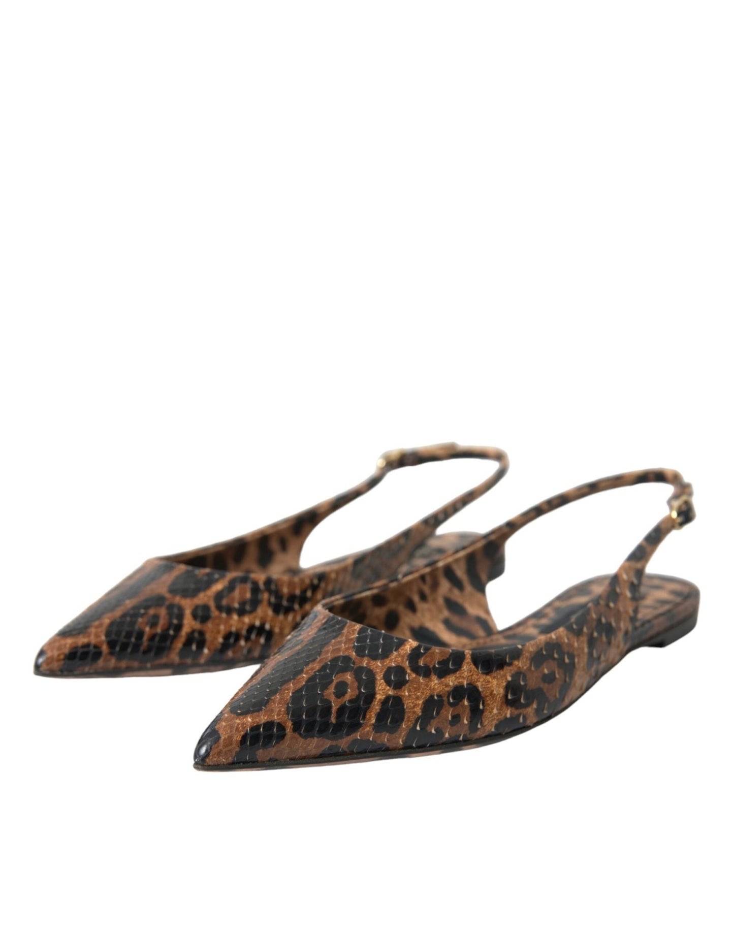 Dolce & Gabbana Brown Leopard Exotic Skin Slingback Shoes - SMARTMARTNZ