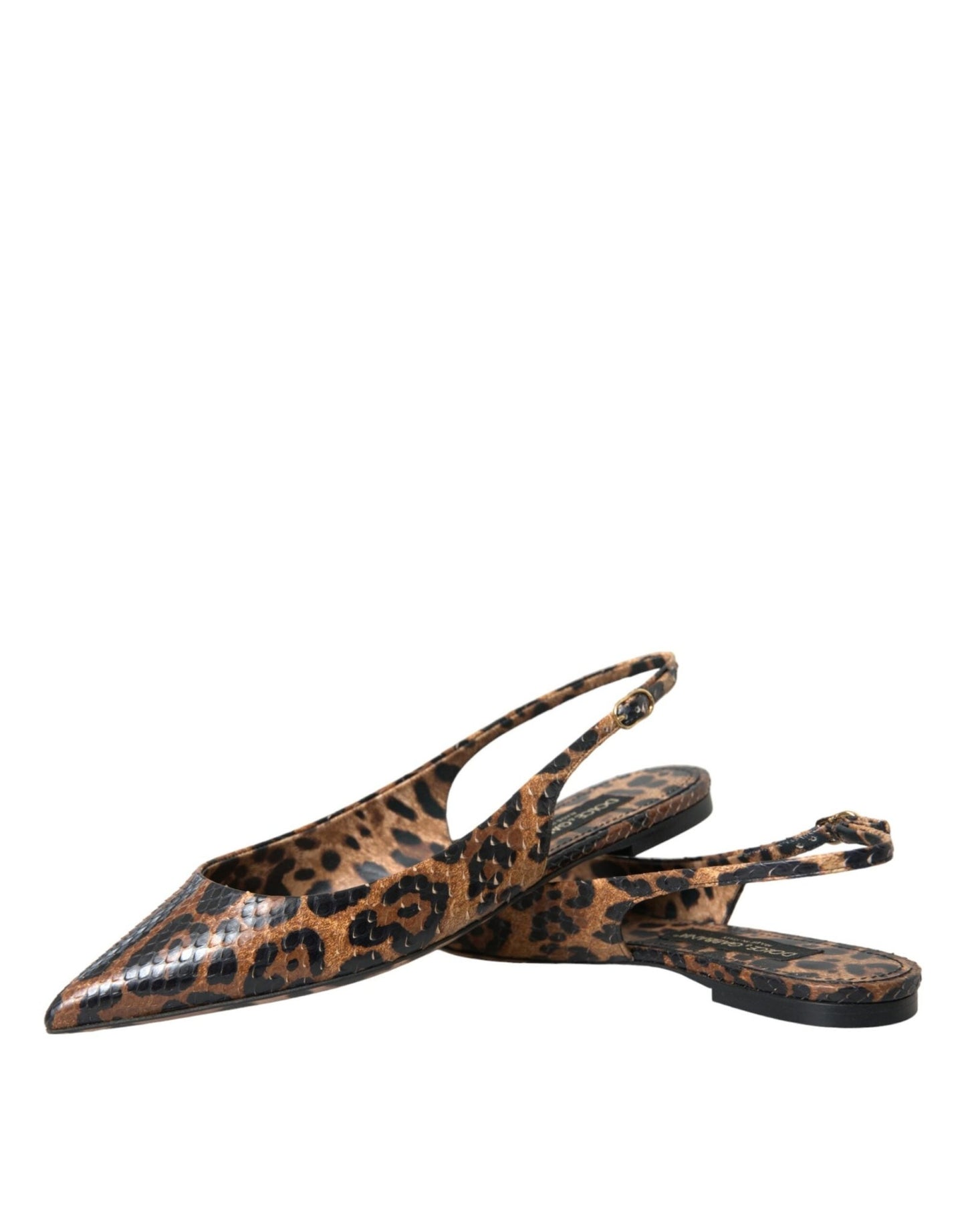 Dolce & Gabbana Brown Leopard Exotic Skin Slingback Shoes - SMARTMARTNZ