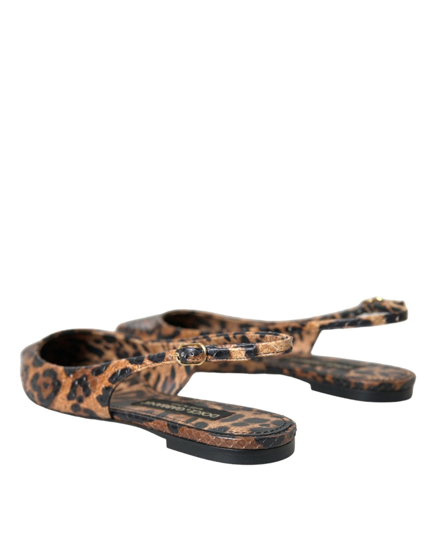 Dolce & Gabbana Brown Leopard Exotic Skin Slingback Shoes - SMARTMARTNZ