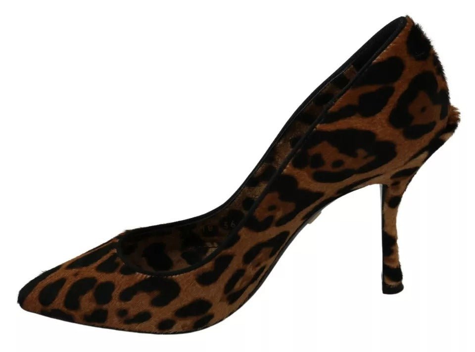 Dolce & Gabbana Brown Leopard Pony Hair Heels Pumps Shoes - SMARTMARTNZ