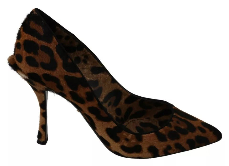 Dolce & Gabbana Brown Leopard Pony Hair Heels Pumps Shoes - SMARTMARTNZ