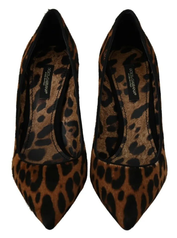 Dolce & Gabbana Brown Leopard Pony Hair Heels Pumps Shoes - SMARTMARTNZ