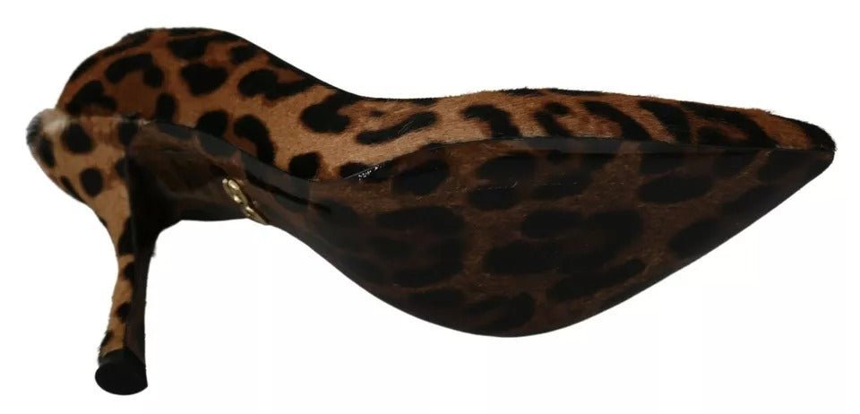 Dolce & Gabbana Brown Leopard Pony Hair Heels Pumps Shoes - SMARTMARTNZ