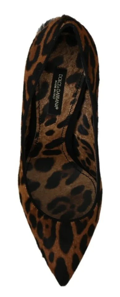 Dolce & Gabbana Brown Leopard Pony Hair Heels Pumps Shoes - SMARTMARTNZ