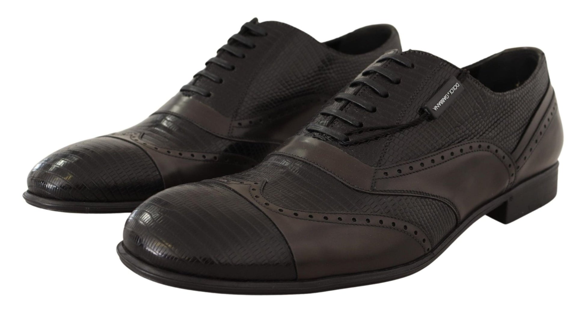 Dolce & Gabbana Brown Lizard Skin Leather Oxford Dress Shoes - SMARTMARTNZ