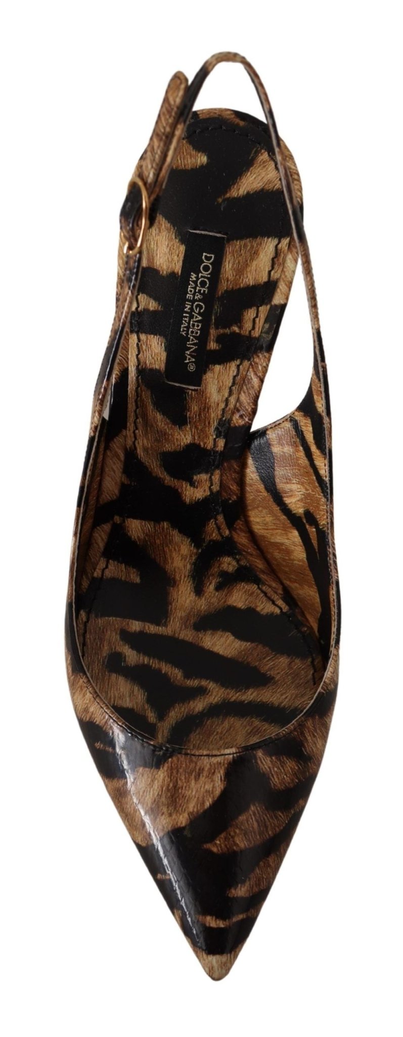 Dolce & Gabbana Brown Slingbacks Leather Tiger Shoes - SMARTMARTNZ