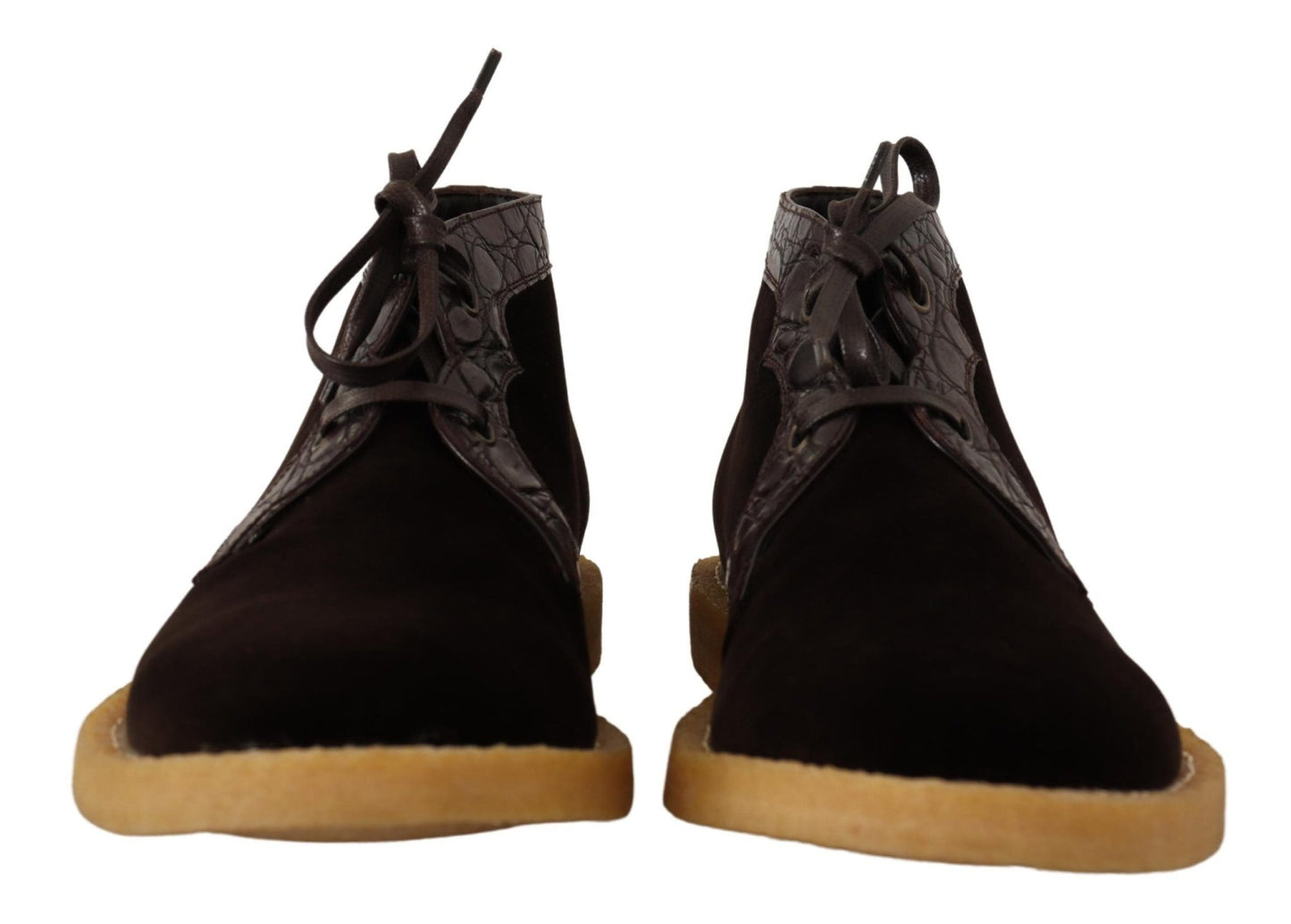 Dolce & Gabbana Brown Velvet Exotic Leather Boots - SMARTMARTNZ