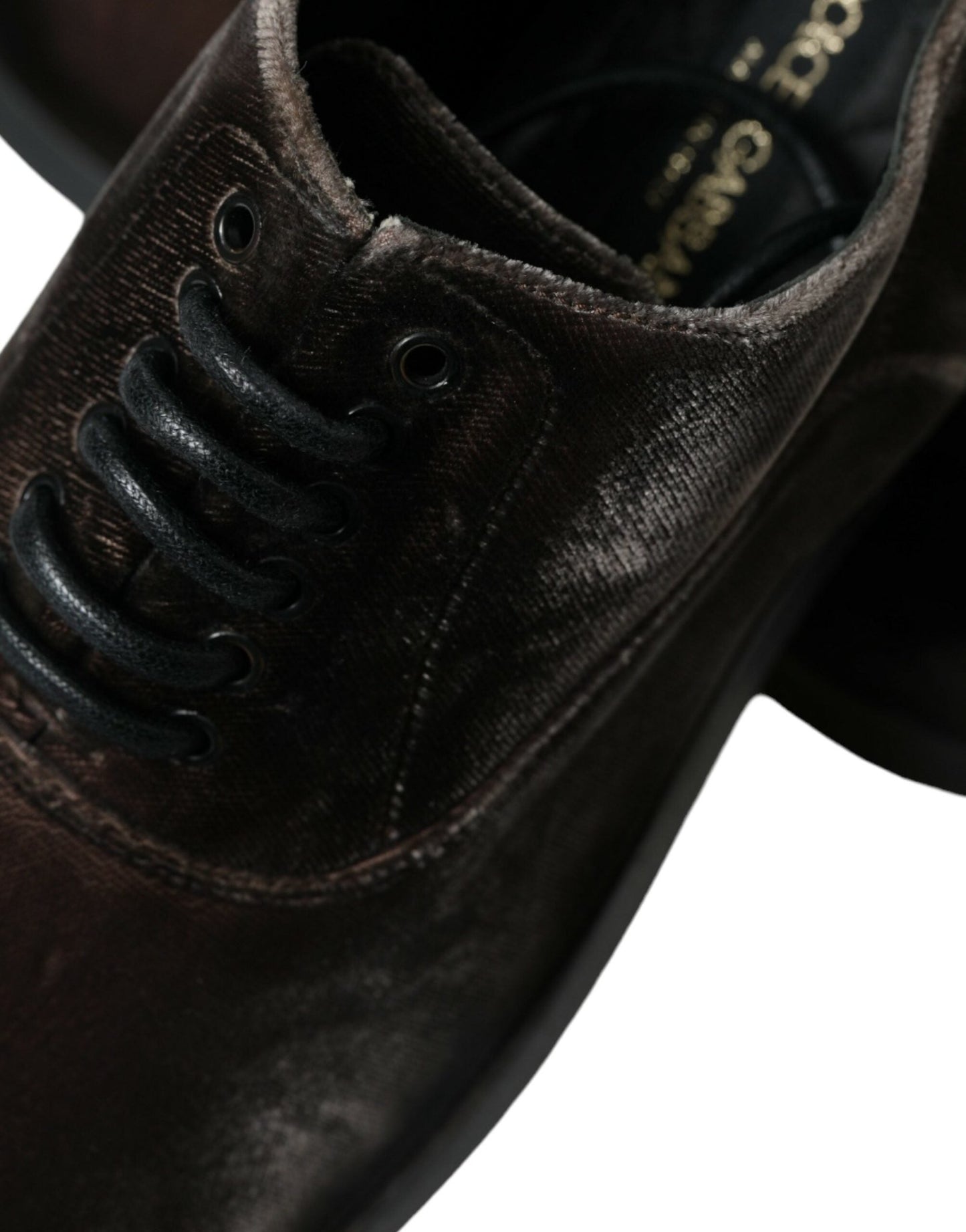 Dolce & Gabbana Brown Velvet Men Lace Up Oxford Dress Shoes - SMARTMARTNZ