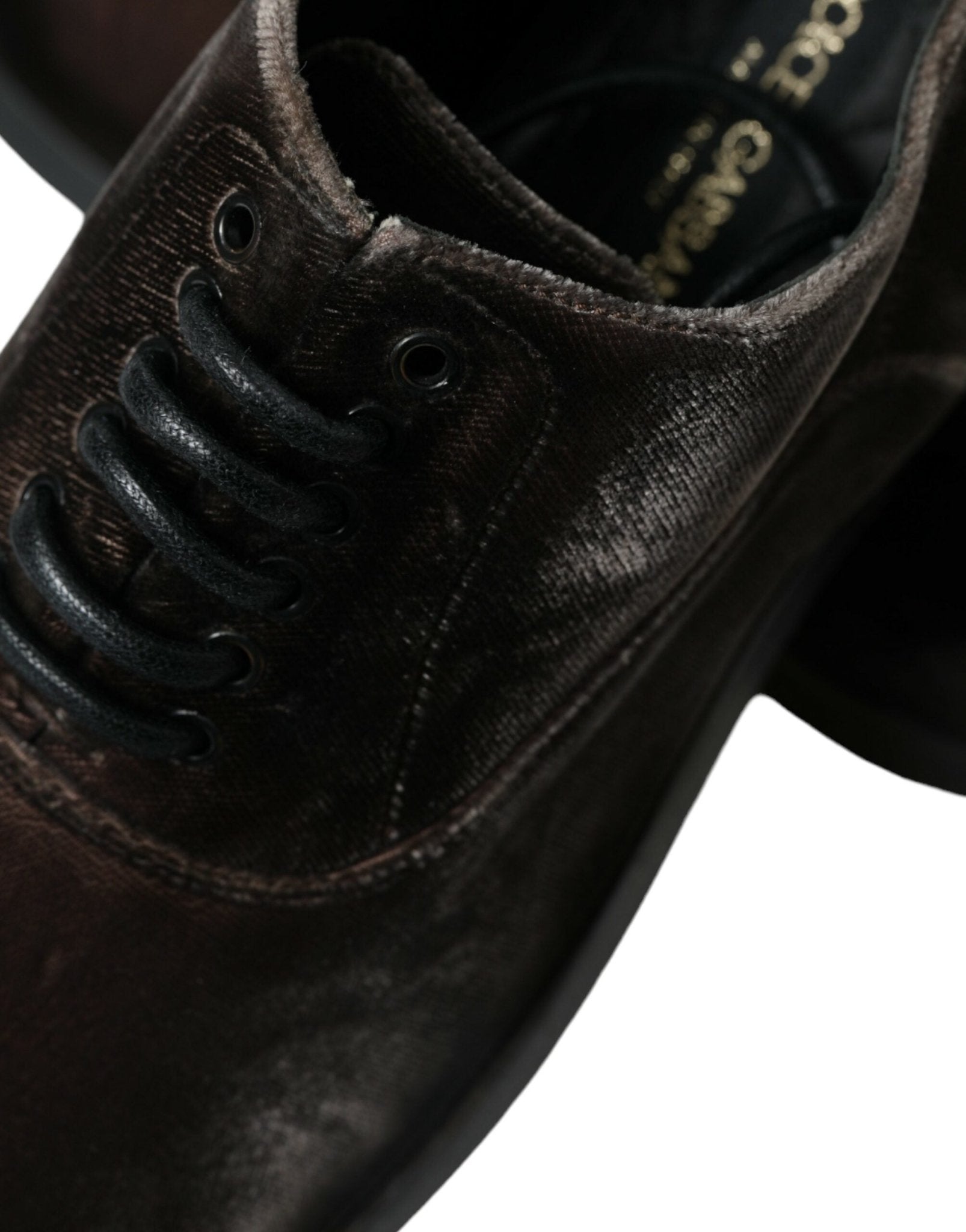Dolce & Gabbana Brown Velvet Men Lace Up Oxford Dress Shoes - SMARTMARTNZ