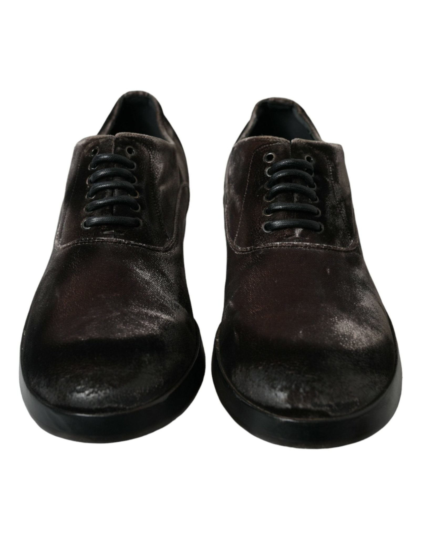 Dolce & Gabbana Brown Velvet Men Lace Up Oxford Dress Shoes - SMARTMARTNZ