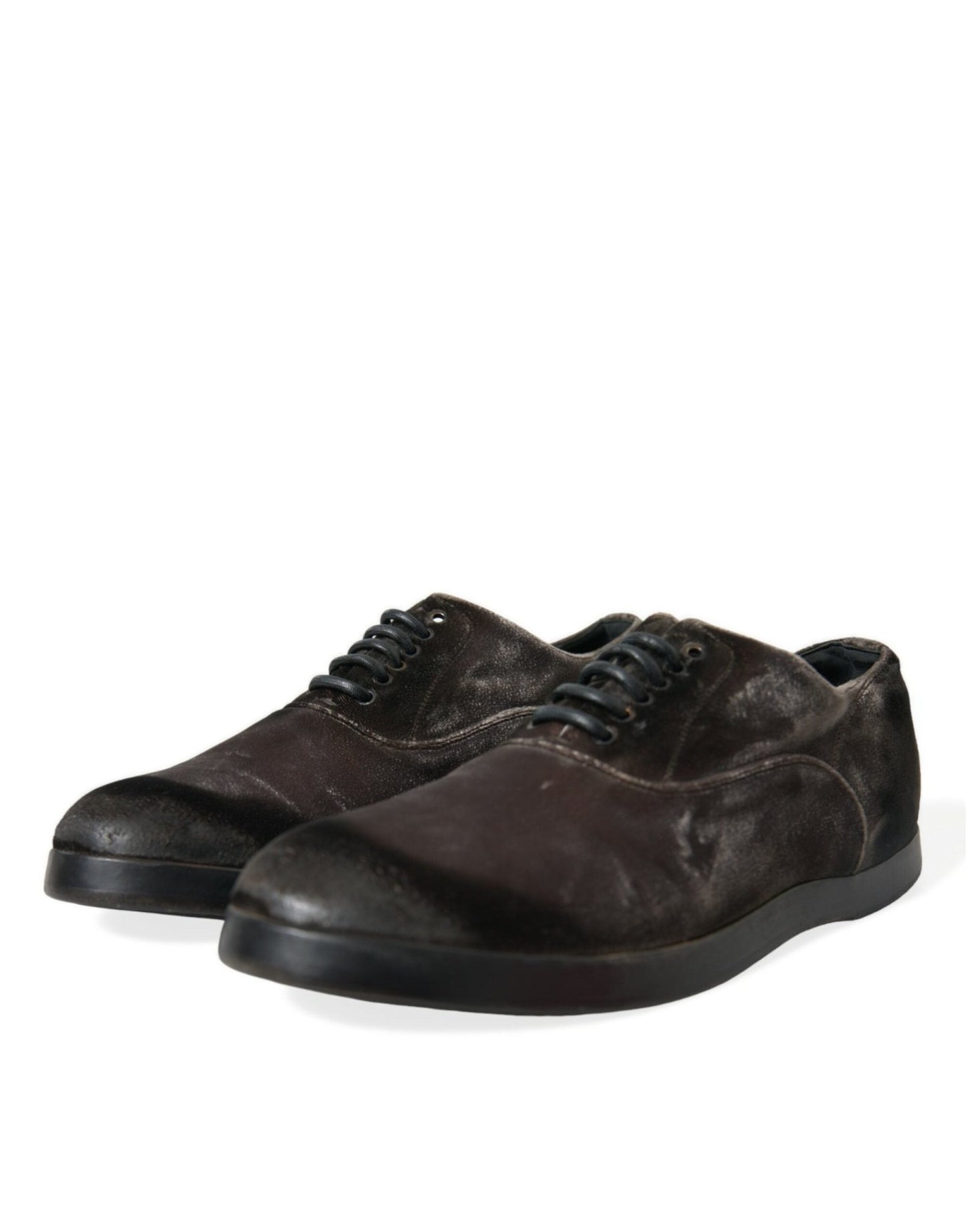 Dolce & Gabbana Brown Velvet Men Lace Up Oxford Dress Shoes - SMARTMARTNZ