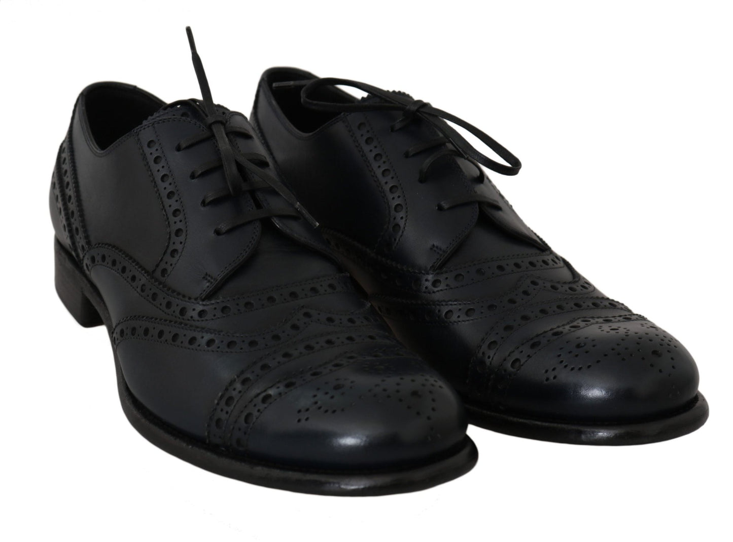 Dolce & Gabbana Dark Blue Leather Wingtip Oxford Dress Shoes - SMARTMARTNZ