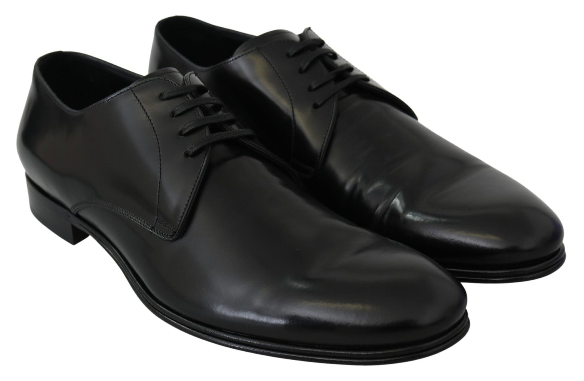 Dolce & Gabbana Derby Napoli Black Leather Dress Formal Shoes - SMARTMARTNZ