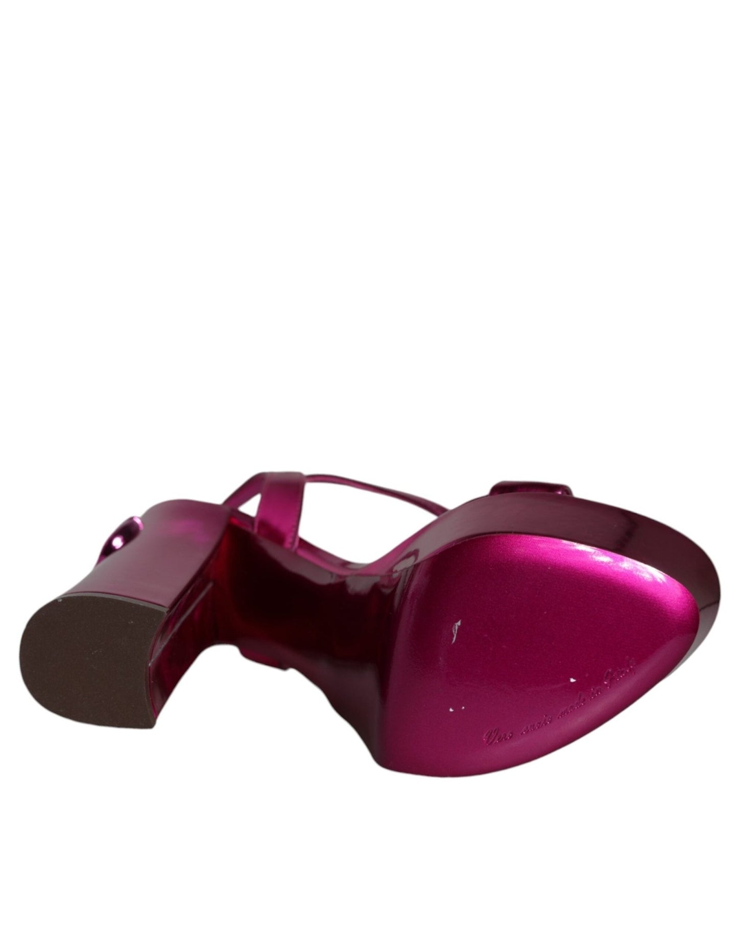 Dolce & Gabbana Fuchsia Leather Platform Logo Keira Sandals Shoes - SMARTMARTNZ