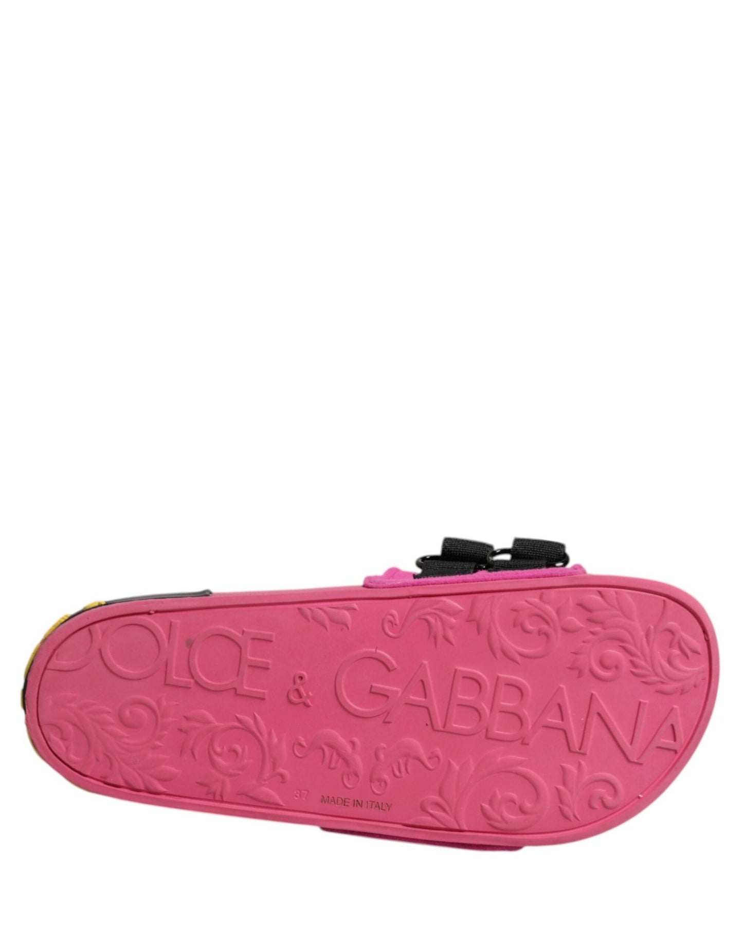 Dolce & Gabbana Fuchsia Neoprene Slides Flats Beachwear Shoes - SMARTMARTNZ