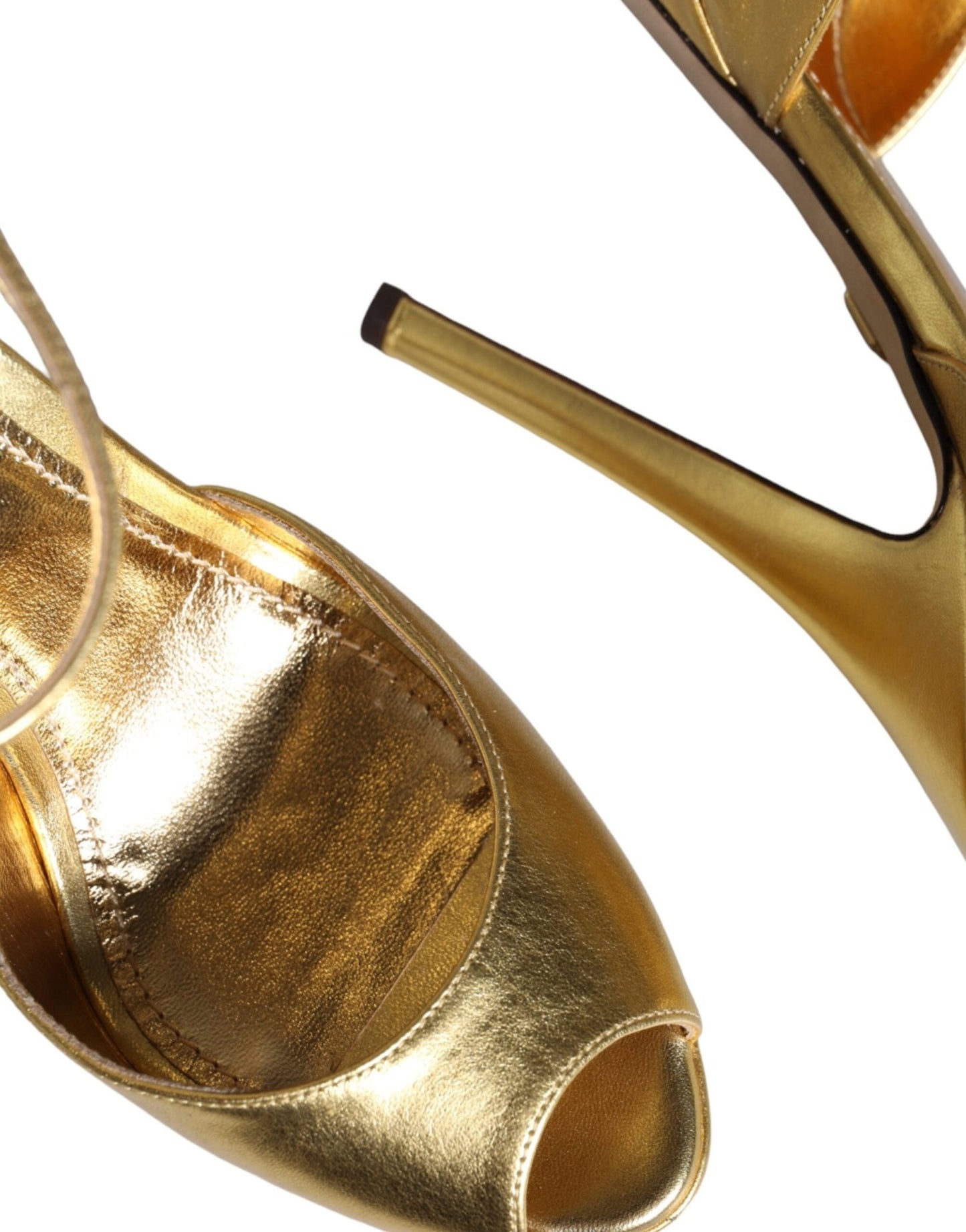 Dolce & Gabbana Gold Bette Leather Heels Sandals Shoes - SMARTMARTNZ
