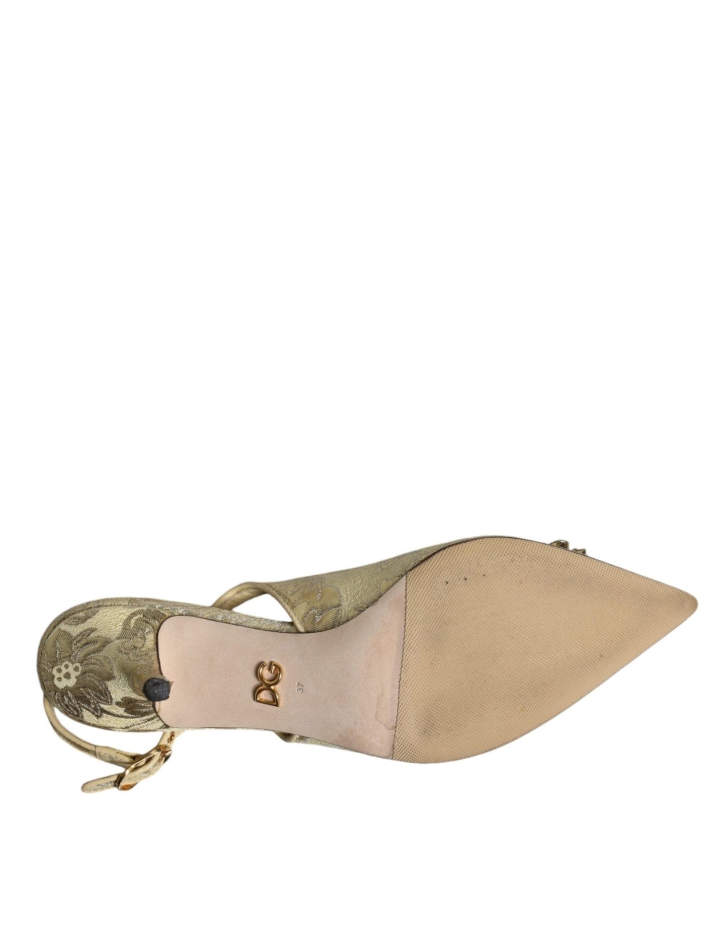 Dolce & Gabbana Gold Crystal Pumps Heels Slingbacks Shoes - SMARTMARTNZ
