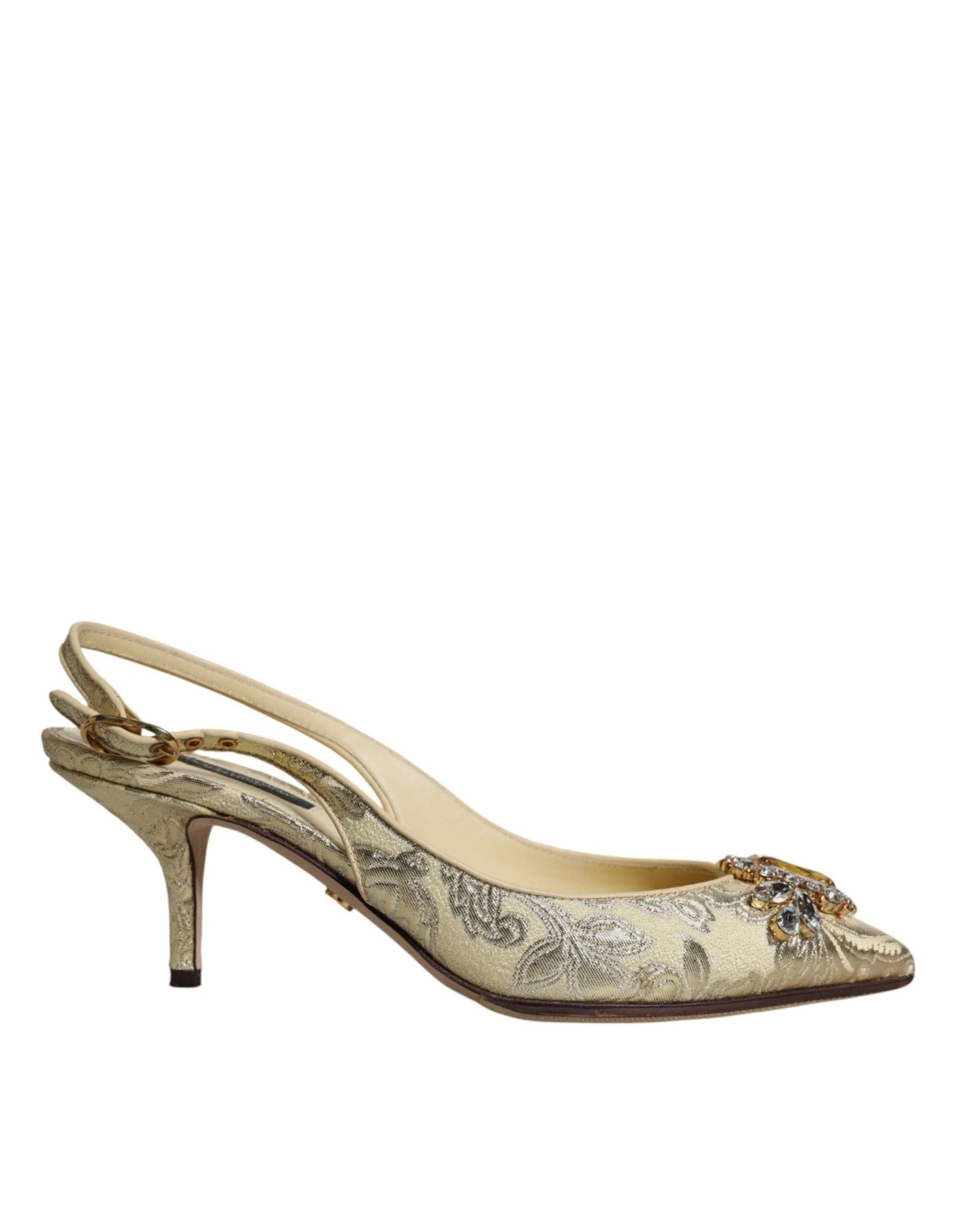 Dolce & Gabbana Gold Crystal Pumps Heels Slingbacks Shoes - SMARTMARTNZ