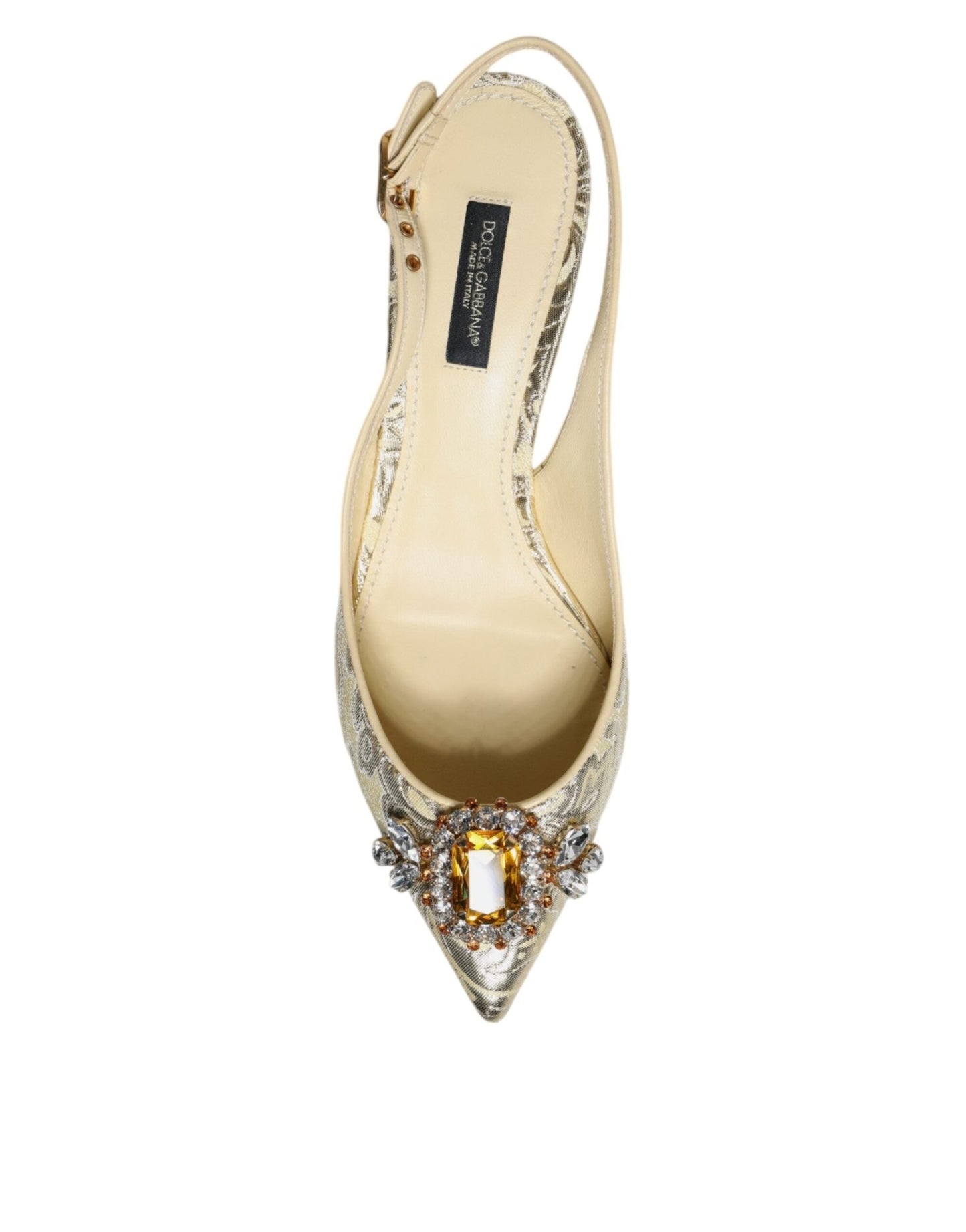 Dolce & Gabbana Gold Crystal Pumps Heels Slingbacks Shoes - SMARTMARTNZ