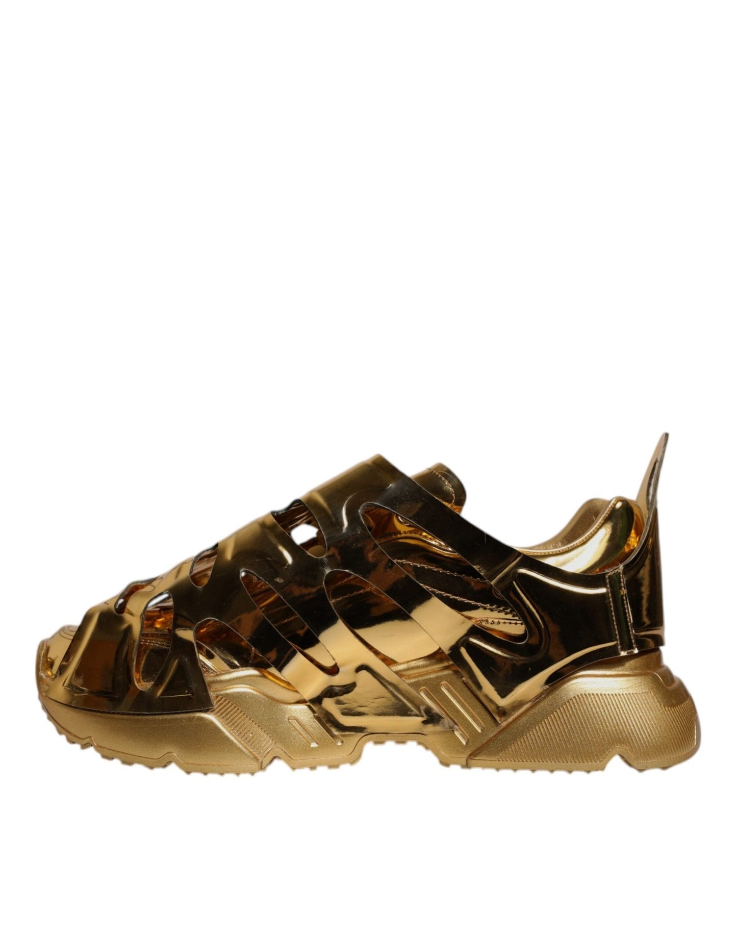 Dolce & Gabbana Gold Daymaster Leather Low Top Sneakers Shoes - SMARTMARTNZ