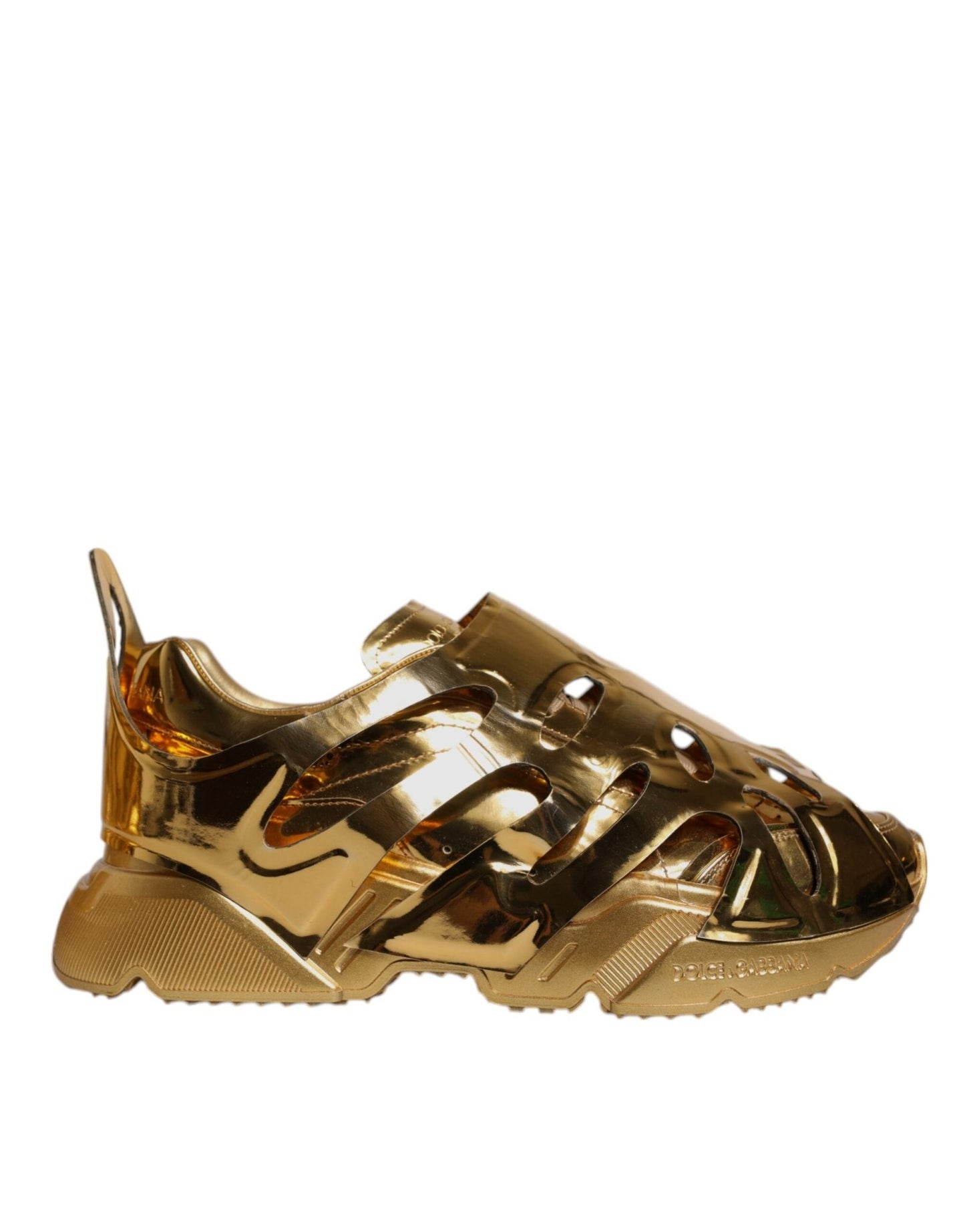 Dolce & Gabbana Gold Daymaster Leather Low Top Sneakers Shoes - SMARTMARTNZ