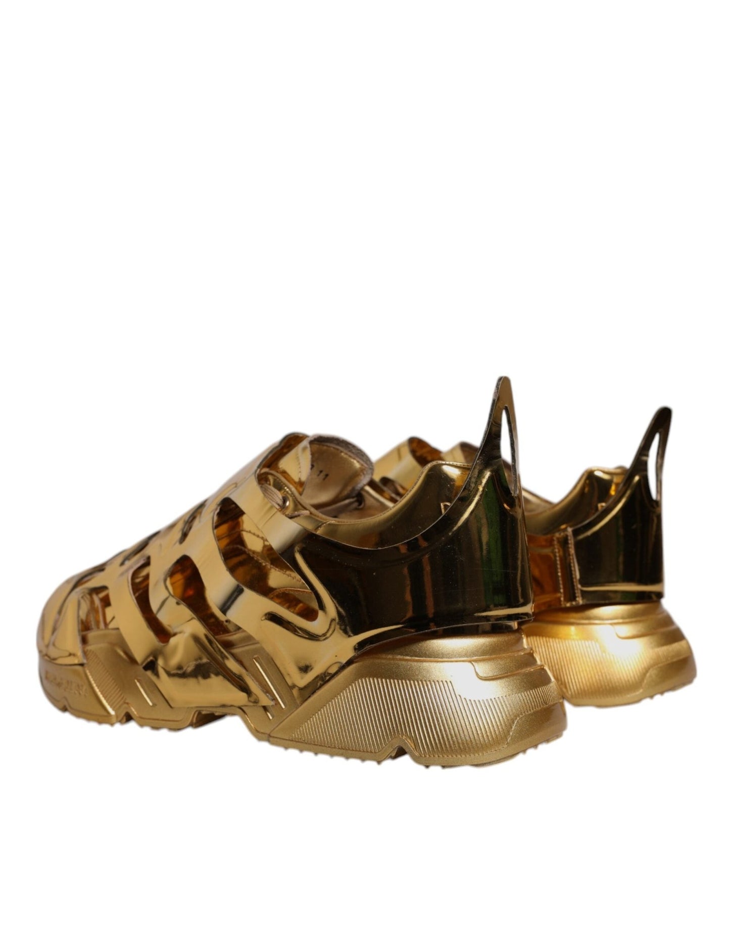 Dolce & Gabbana Gold Daymaster Leather Low Top Sneakers Shoes - SMARTMARTNZ