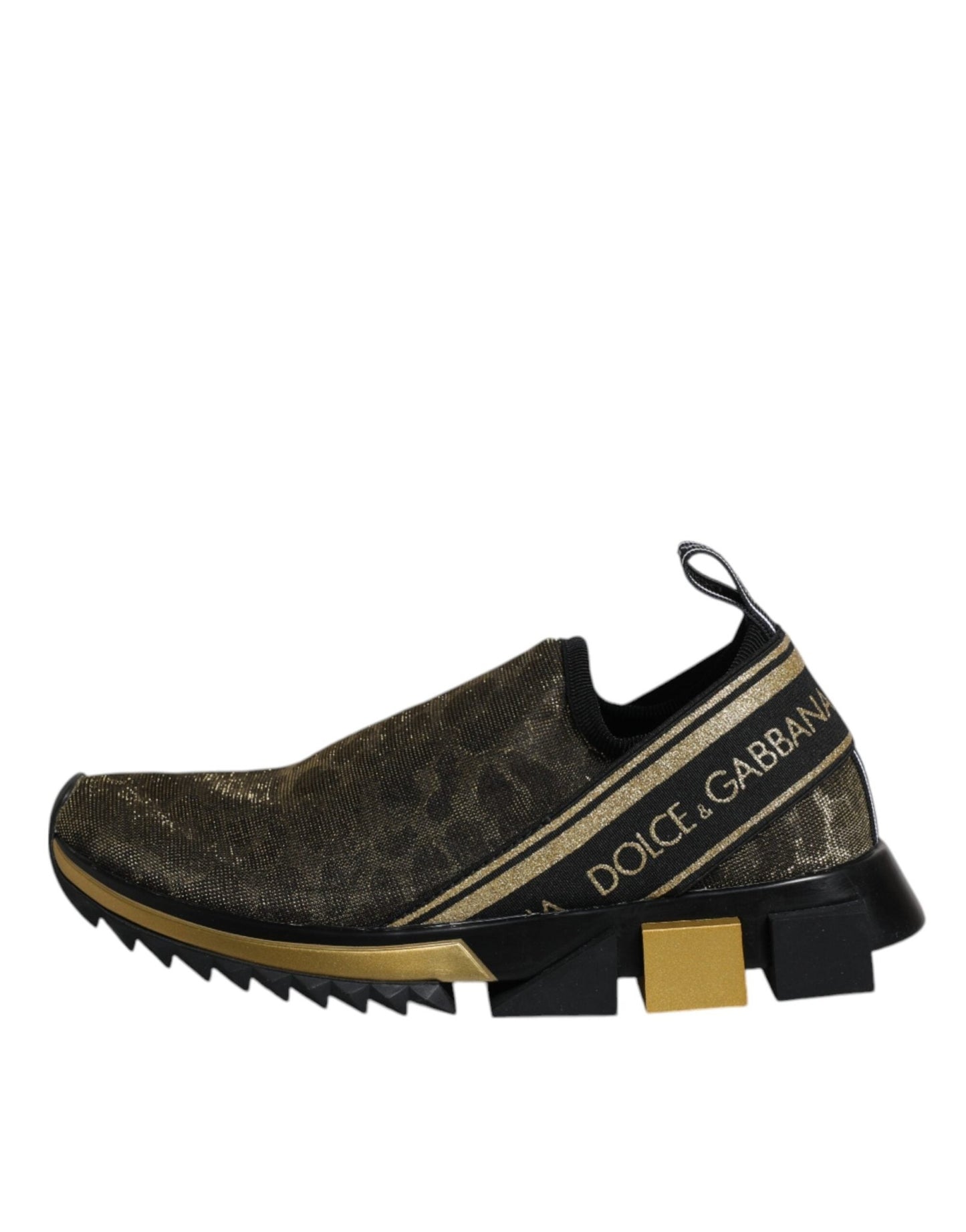 Dolce & Gabbana Gold Glitter Leopard Sorrento Sneakers Shoes - SMARTMARTNZ