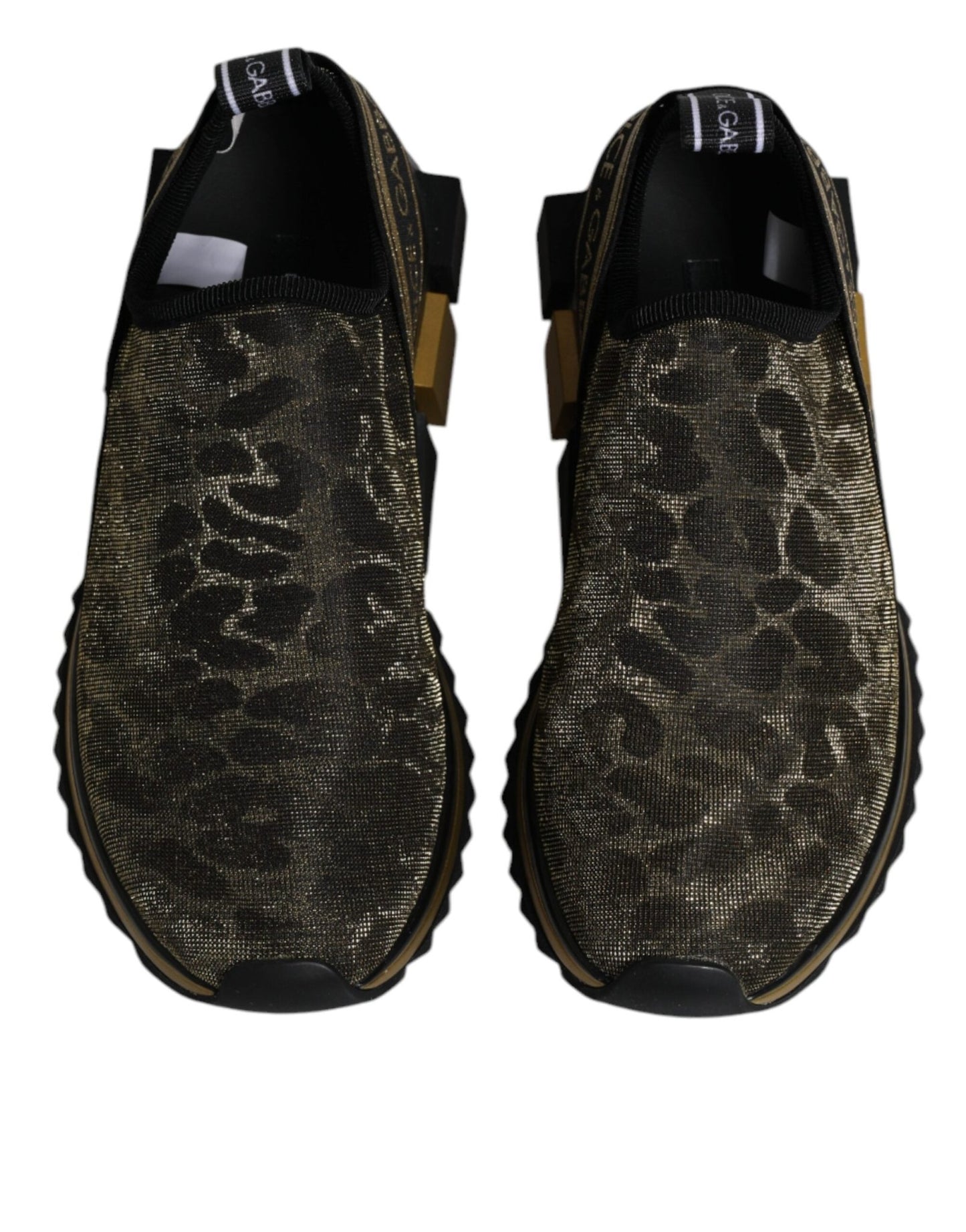 Dolce & Gabbana Gold Glitter Leopard Sorrento Sneakers Shoes - SMARTMARTNZ